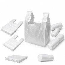 Lianpak Extra Strong Heavy Duty 30mu White Clear Vest Carrier Bags with FlexTech, Soft Touch, Recycled, Tear Resistant - Perfect for Household, Offic