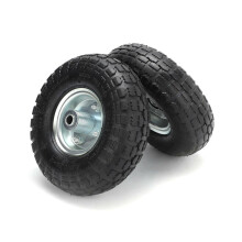 CROWNSHOP 2Pcs Wheelbarrow Wheel 10" Trolley Wheels Replaceable Puncture Wheels 4.10/3.50-4 Pneumatic Tyre Wheel Metal Industrial Wheelbarrow Trolley