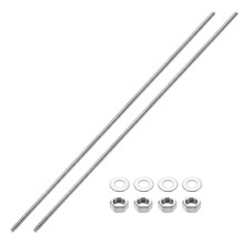 sourcing map 2pcs Fully Threaded Rod, M14 x 400mm 201 Stainless Steel Right Hand Threads Rods with Nuts and Flat Washer Fully Studding Rod Bar for Cl
