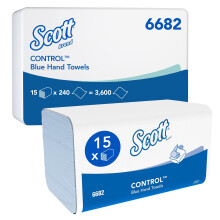 Scott Control 6682 Blue Interfold Hand Towels, V-Fold 1-Ply Paper Towels with Airflex Technology for Hygienic Hand Drying, FSC & Ecolabel Certifi