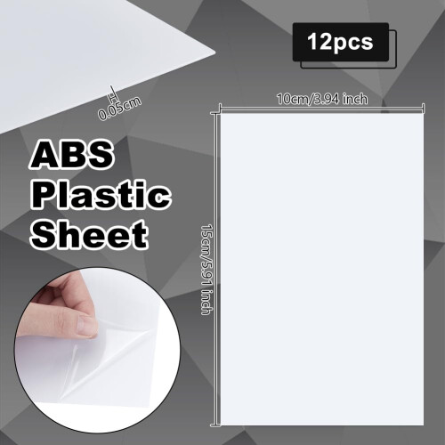 OLYCRAFT 12 Sheets White ABS Plastic Sheet 15x10cm ABS Plastic Panel 0.5mm Thick Hard Plastic Sheet Polystyrene Flexible Plastic Board Sheet for Buil 1