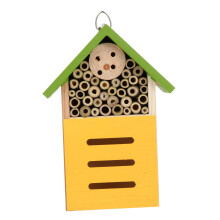 Hanging Wooden Bee House and Ladybug Cabin Outdoor Wall Mounted Insect Decor with Easy Hanging Hook