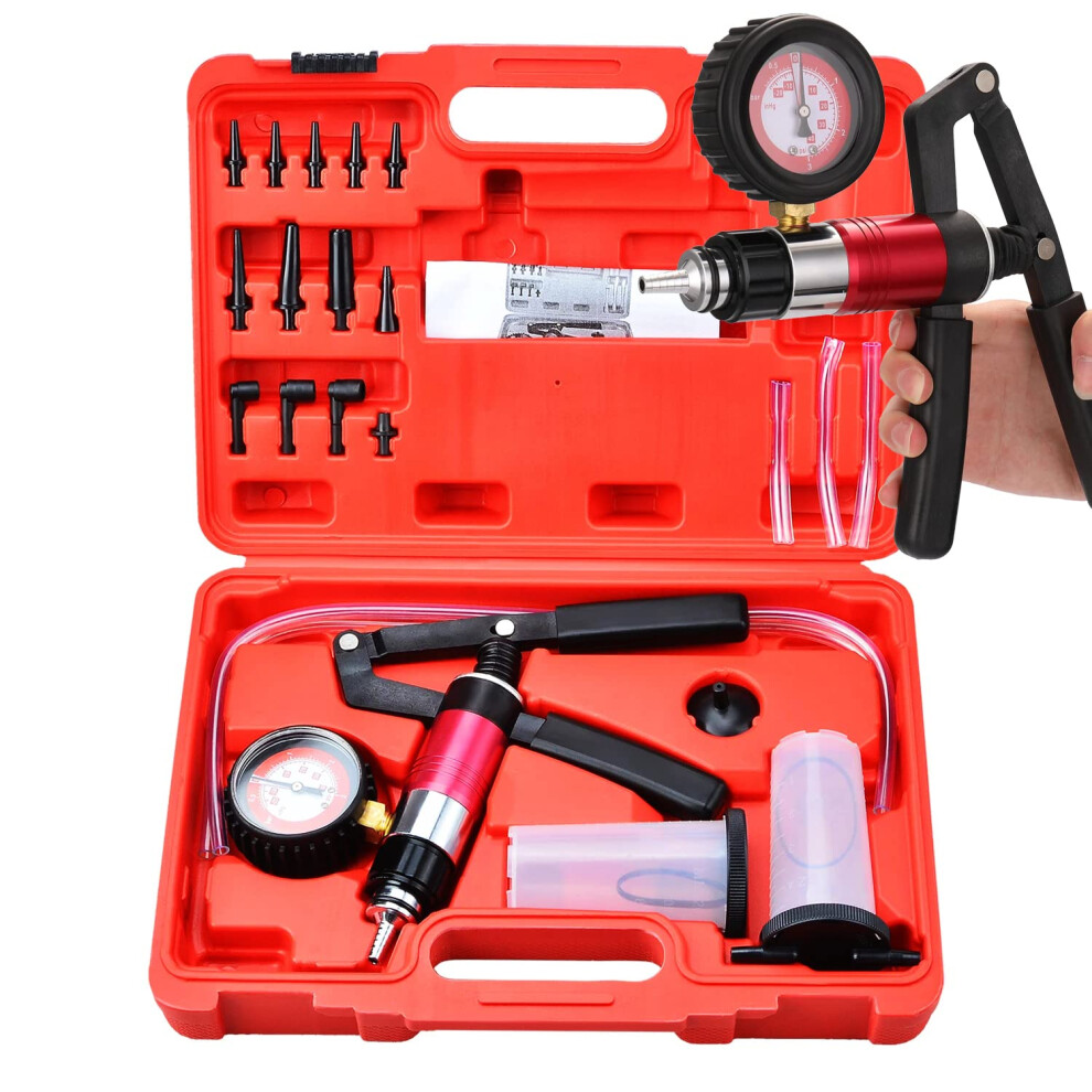 23Pcs Brake Bleeder Kit And Vacuum Pump Tester For Quick Brake Bleeding And Accurate Vacuum Testing 9113335618671