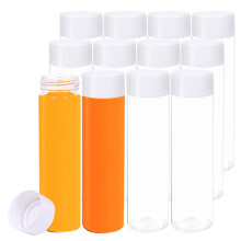 YBCPACK 12 Pack 16 OZ (500 ml) Clear PET Plastic Juice Bottles with White Lids - Empty Plastic Smoothie Bottles Ideal for Juice, Milk, Homemade Bever