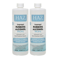 HAZ Isopropyl Rubbing Alcohol, 2 Pack 500ml 99.9% PURE Isopropanol, Lab Grade First Aid Antiseptic Disinfectant Cleaner, Kills Bacteria, Germs, All P