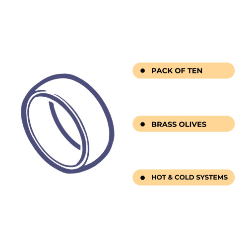 15mm Compression Brass Olives - Pack of 10 (15MM) 2