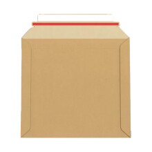 Lempac Rigid Board Mailer with Peel & Seal Strips 100 Pack - Heavy-Duty 400GSM Manila Card Envelopes for Secure Document Shipping with Easy-Open Red