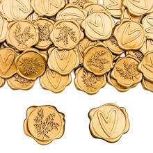 50 Pcs Wax Seal Stickers Gold, Self-Adhesive Envelope Seal Stickers, 3cm/1.18in Wedding Invitations Wax Seal Stamp, for Wedding Party Invitations,Env