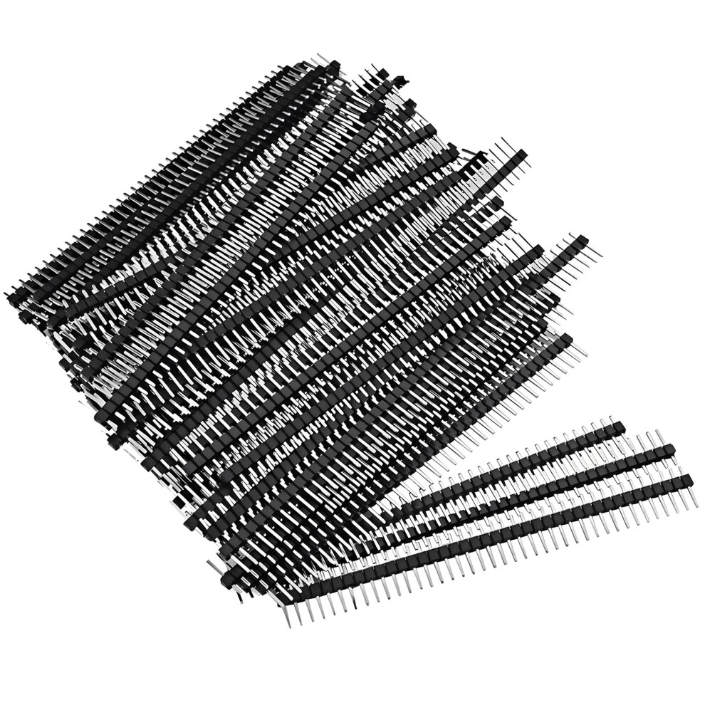 50 Pcs Single Row 40 Pin 2.54Mm Male Header Pins Â Breakaway Straight Header Tape Connectors For Pcb, Arduino, Breadboard, Diy Electronics 80397427