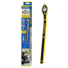 Goodyear Ratchet Wrench Jack Handle, 34cm Scissor Jack Handle with Swivel Head & Universal Adapter, Heavy-Duty Steel, Anti-Corrosion, for Car, SUV, V