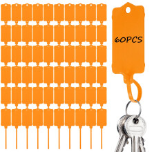 Sturiz 60pcs Waterproof Orange Plastic Key Tags Label Seal Shipping Tags 2.48 X 1.46 Inch Bag Car Cloakroom Storage Tag Reusable Writable Black Plast