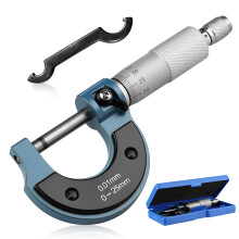 0-25mm Outside External Micrometer 0.01mm Graduations Metric 25mm Caliper Vernier Measuring Glass Thickness Tool Gauge Mechanist Tester Graduations H