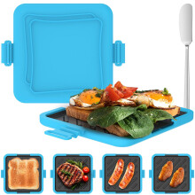 Microwave Toastie Sandwich Maker, Non-Stick Coating Silicone Microwaveable Cookware with Butter Knife, Wireless Panini Press, Heatwave Technology, Di