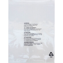 200 x Self Seal OPP Crystal Clear Poly Bags With Suffocation Warning in 5 Languages (12 x 16" (305 x 406mm))