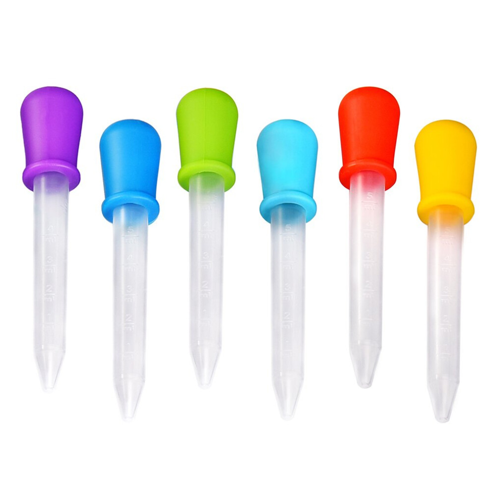 Outus 6 Pieces Silicone And Plastic Droppers Pipettes For Candy Molds, Gummy Mold And Crafts, 5 Ml