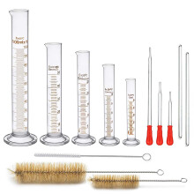 Glass Graduated Cylinder, JESSTOLO 13Pcs Thick Glass Measuring Cylinders with 5 Cylinders 5ml/ 10ml/25ml/50ml/100ml, 3 Glass Dropper, 3 Cleaning Brus