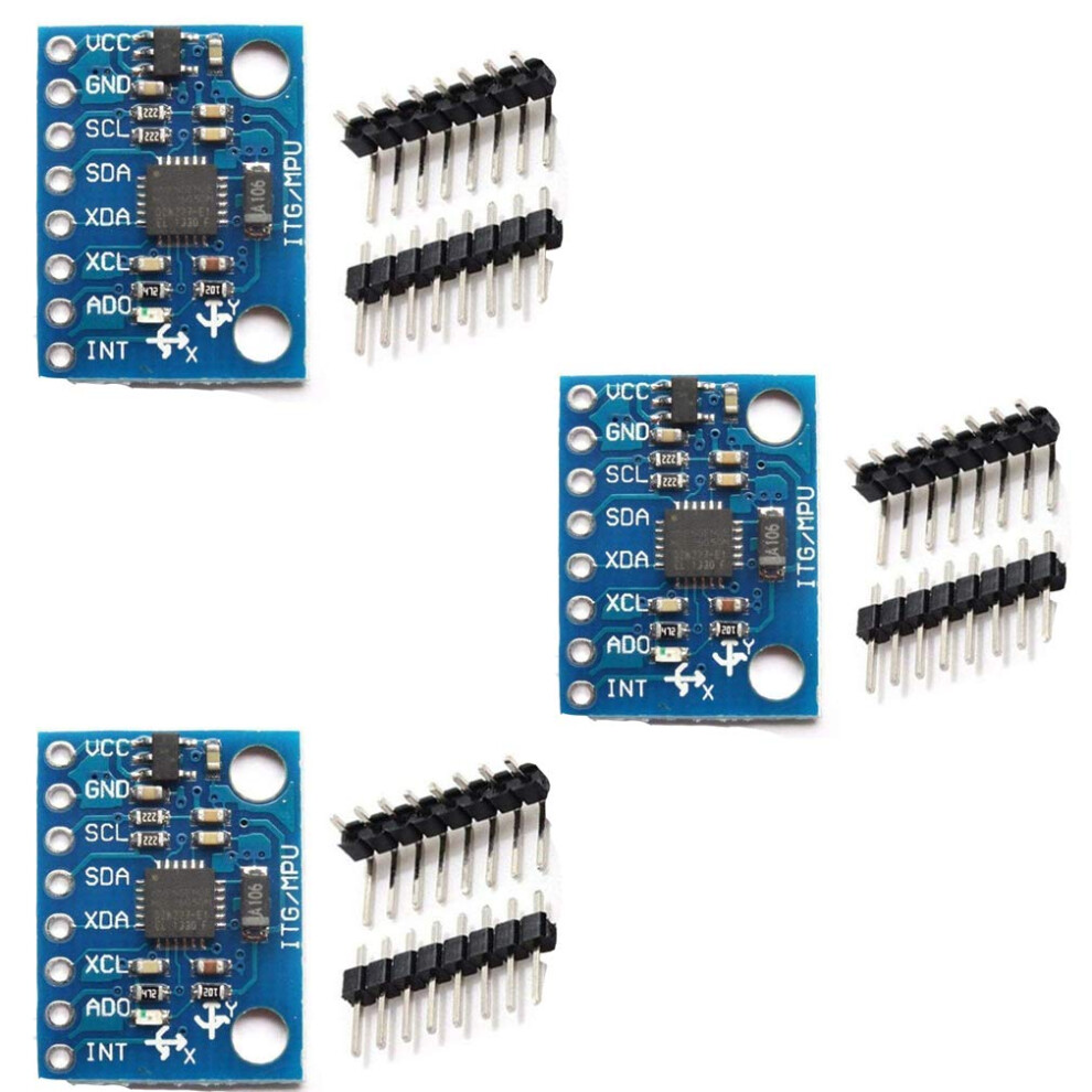 Hailege 3Pcs Mpu-6050 Mpu6050 Gy-521 3 Axis Accelerometer Gyroscope Module 6 Dof 6-Axis Accelerometer Gyroscope Sensor Module 16 Bit Ad Converter Dat 87054613