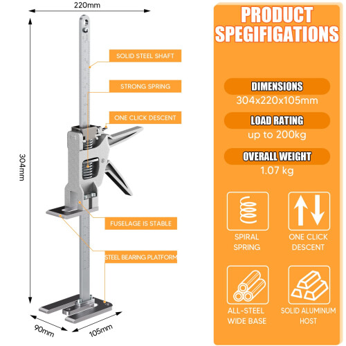 2 Pack Full Metal Labor Saving Arm Jack, Multi-Function Height Adjustment Lifting Device with Scale, 400kg load capacity,Two-Speed Descent Mod for In 1