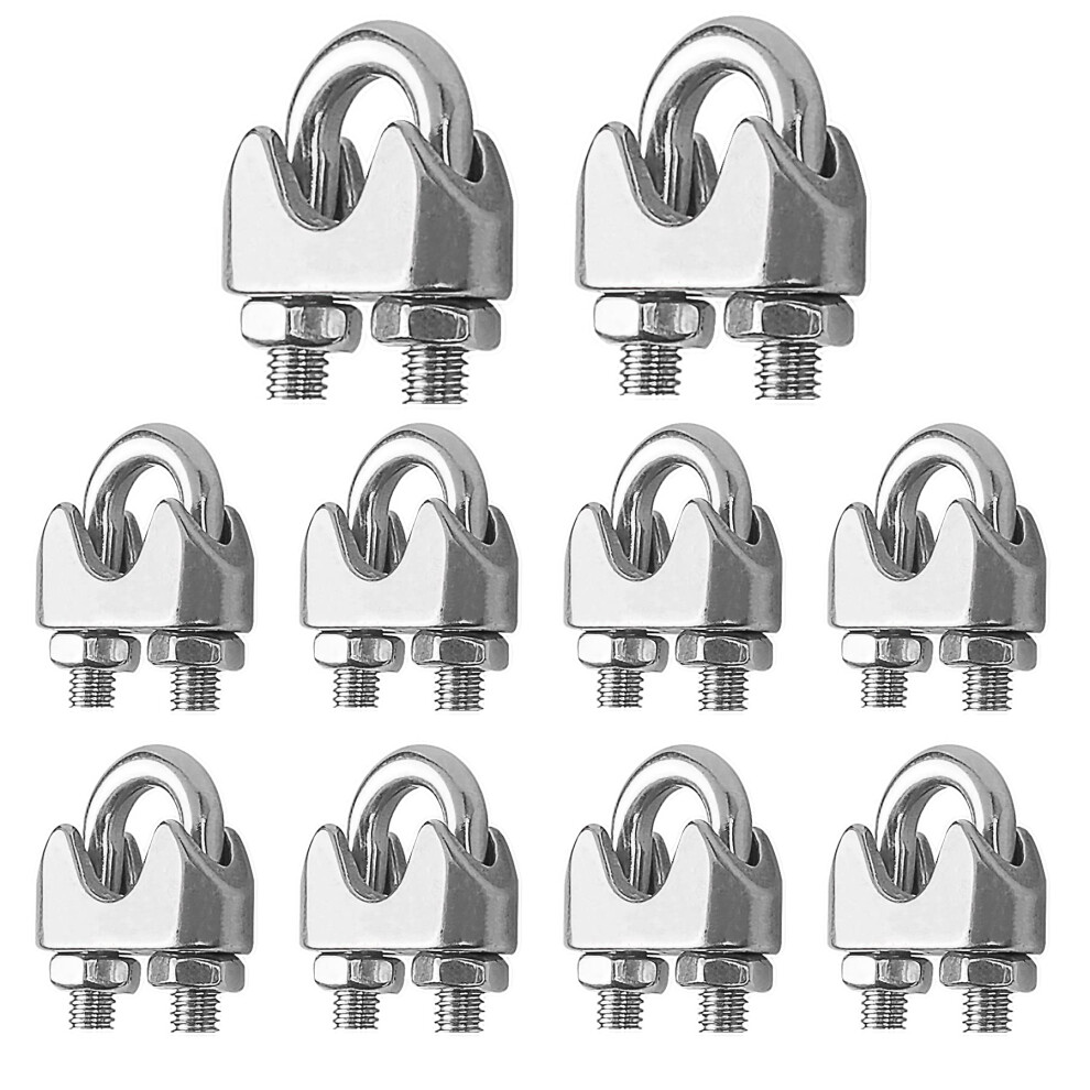 Yeyit Wire Rope Clip M4 Cable Clamp(10 Pcs),For Ã 4Mm Wire Rope Cable,Stainless Steel Rope Grips, U-Shape Bolt Saddle Fastener For Tensioning Wire Ro 87321616