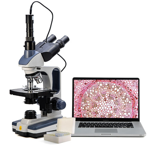 Swift Swift SW350T Compound Trinocular Microscope,40X-2500X Magnification,Two-Layer Mechanical Stage,with 5.0 mp Camera and Software Windows/Mac Compatible