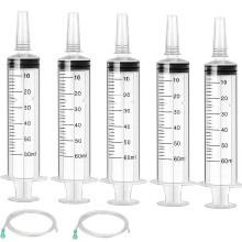 60ml Syringes 5 Pack Plastic Syringe with Sealing Cap Pet Feeding Syringe Individually Packaged for Scientific Labs, Measurement, Dispensing, Waterin