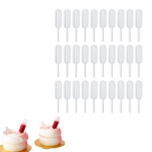 50pcs Plastic Dessert Pipette Mini Pipette Cupcake Pipettes,4ML Mini Pipette Plastic Pipette,Plastic Food Syringe Dessert Mini Pipettes, Squeeze Tran