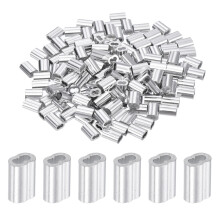 sourcing map 1/16" 1.5mm Aluminum Crimping Loop Sleeve Double Ferrule for Wire Rope Cable Line End, Silver 200pcs