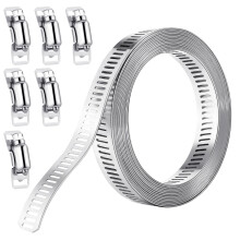 RosewineC Hose Clamp, 3m/9.8ft Adjustable Jubilee Clips Stainless Steel Hose Clips with 6 Fasteners, Large Clamps Worm for Pipe, Plumbing, Intercoole