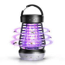 3 in 1 Bug Zapper Outdoor Indoor Electric Mosquito Killer Lamp 2000V LED Wide Coverage Grey Black