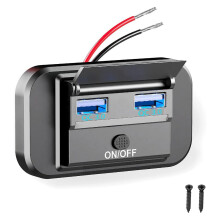 Gebildet 12-24V RV USB Outlet with Power Switch 36W Dual QC3.0 USB Quick Charge Socket 12V 24V Car Charger RV Switch Panel Car Charger with Waterproo