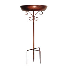 Vintage Rust Metal Bird Bath for Garden Decoration, Outdoor Standing Design with Spacious 24cm Trough