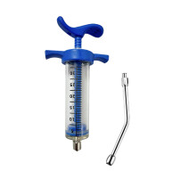 1 Set Feeding Syringe with Drench Nozzle Adjustable Dosage Reusable Drench Gun Syringe for Goat, Horse, Sheep, Dog, Pig, Cat, Bird, Small Pet (XM-30M
