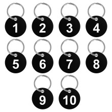 Number Keyring 1-10, 10Pcs Table Numbers Key Number Tags Cloakroom Waterproof Small ID Tags with Hole for Restaurant,Cafe, Outdoor, Car, Dormitory Lo