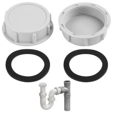 2 Pack 54mm Plastic Pipe End Caps, Sink Blanking Cap Grey Female Threaded Plugs with 2 Rubber Sealing Rings, Leak Proof Screw On Pipe Covers for Kitc