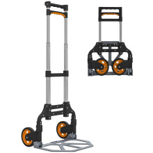 HOMCOM Folding Sack Truck, 70kg Lightweight Hand Truck with Wheels, Foldable Trolley Cart with Telescoping Handle for Warehouse, Office, Luggage, Sil
