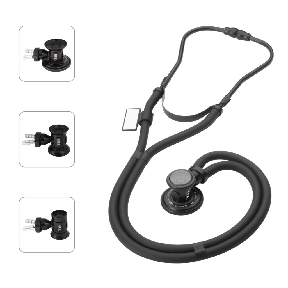 Mdf Instruments, Spraguerappaport Dual Head Stethoscope With Adult, Pediatric, Tube, Infant Convertible Chestpiece, Mdf767bo Black 12519712