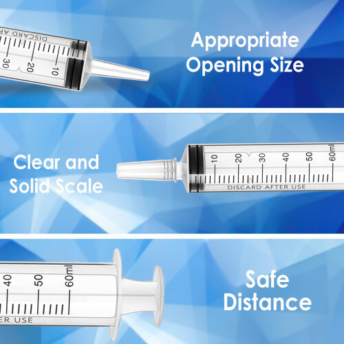 3 Pack Large Plastic Measuring Syringe, 60ml with Cap, Individually Packaged for Fluid, Scientific Labs 2