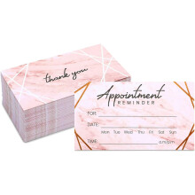 Pipilo Press Appointment Reminder Cards - 3.5 x 2 In, Marble & Rose Gold Foil, 100 Pack - Salon & Hair Appointment Reminder Cards with Date, Time & N