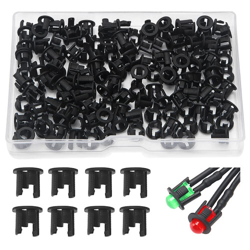 Lyeteung 150 PCS 5mm Plastic LED Diode Lamp Socket, LED Diode Holder, Diode Holder Clip Bezel Mount, Black