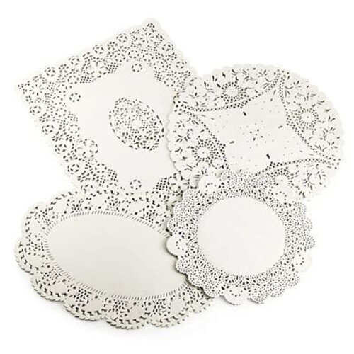 Lakeland lakeland 80 Assorted Cream Paper Doilies – 4 Designs Circular Oval & Rectangular