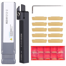VerRich 11PCS Lathe Grooving Cutting Tools Kit,MGEHR1212-2 Parting Grooving Cut-Off Tool Holder Boring Bars with 10pcs MGMN200-G 2mm Carbide Inserts