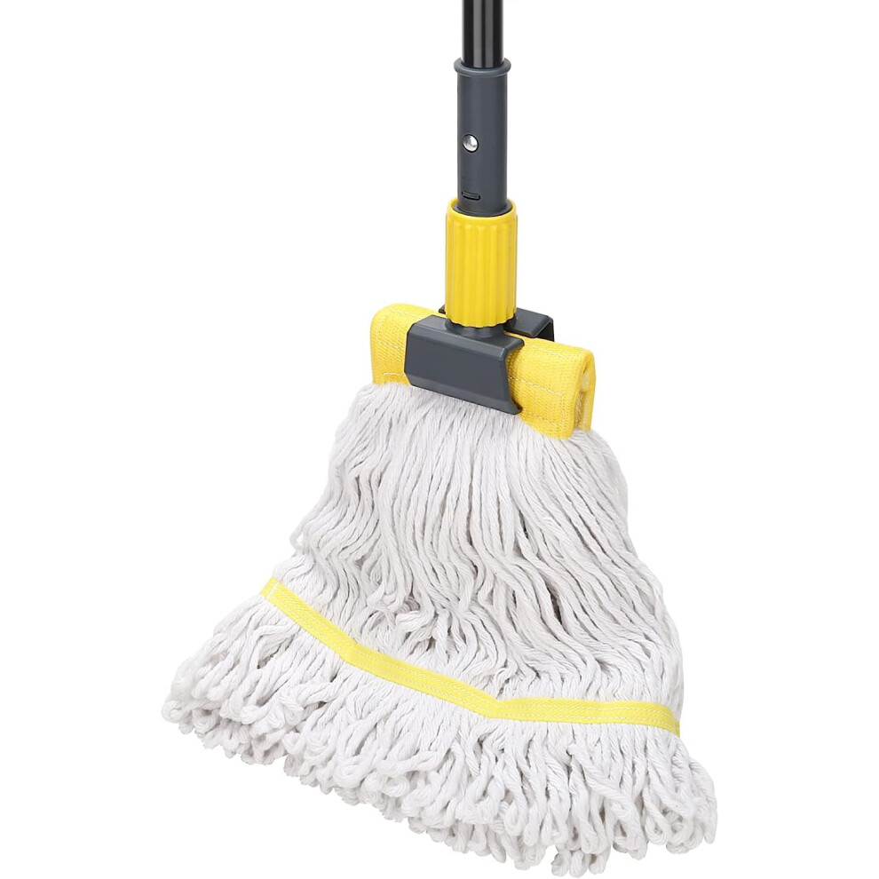 Commercial Mop Heavy Duty Industrial Mop With146 Cm Long Handle And Jaw Clamp, Looped-End String Wet Cotton Mops For Floor Cleaning,Home,Office,Garag 82941338
