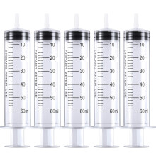 5 Pack Sterile 60ml Plastic Syringe with Cap, Disposable Measuring Syringe for Scientific Labs, Watering, Feeding Pets, Oil or Glue Applicator