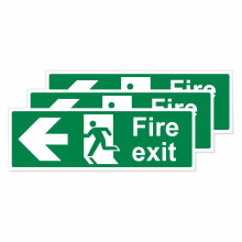 Fire Exit Left Arrow Self-Adhesive Vinyl Signs Stickers by Viro Display – 300 x 100mm – 3 Pack – Waterproof & UV Resistant