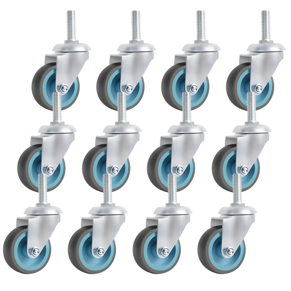 Baolihui 12Pcs Swivel Castors M1030mm Heavy Duty 2 Inch 50Mm Castor Wheel For Furniture Small Rubber 110Lbs 50 Kg Per Wheel Transport Roller Furnitu 47716216