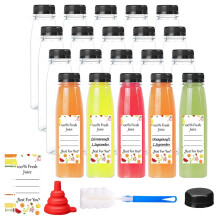 wintfarm 20pcs 10oz/300ml Empty Plastic Juice Bottles with Caps, Reusable Water Bottle, Clear Bulk Drink Containers with Black Tamper Evident Lids fo
