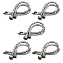 Xcel Home 10x M10 x1/2 Flexible Tap Connectors (400mm) | 10 Lengths | 5 Pairs of BSP Kitchen/Basin Monobloc Mixer Flexi Pipe Tails | Braided Stainles