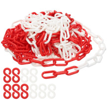 PATIKIL Plastic Chain Links, 30 Feet Safety Chains, Red/White Plastic Chains for Barriers, Crowd Control, Queue Lines, Parking, Fences, Gate, Concert