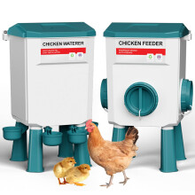 DEZHXHE Hanging Chicken Feeder and Waterer Set, Automatic Chicken Feeder and Drinkers, Detachable, Gravity Feed for Chickens, Ducks & Poultry, Outdoo