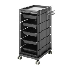 LEIBOU Professional Adjustable Beauty Aluminum Tray Cart, Salon Instrument Trolley Stand with 5 Casters and Accessory Caddy, Large Tray, Beauty Tool